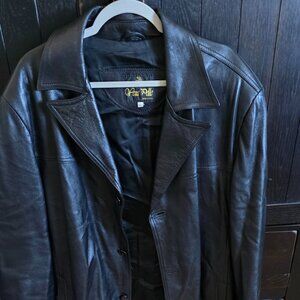 Pera Pelle Vintage Men's Black Smooth Leather COAT Lining size XL